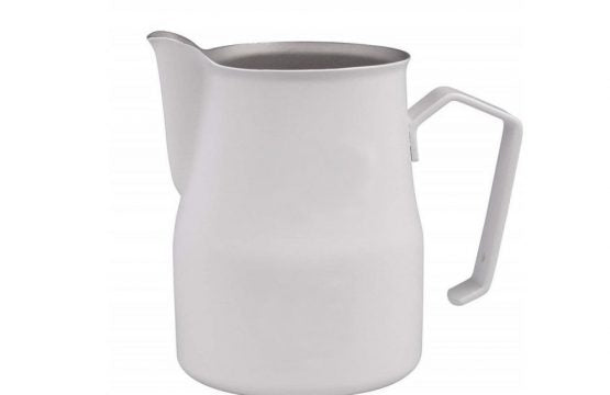 White steel milk jug